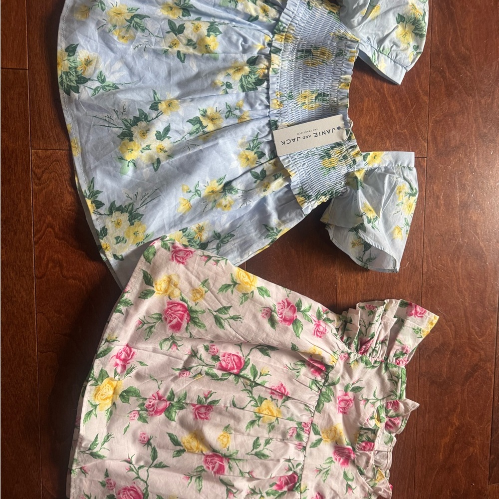 Janie and Jack Floral Kids Tops - Blue and Pink